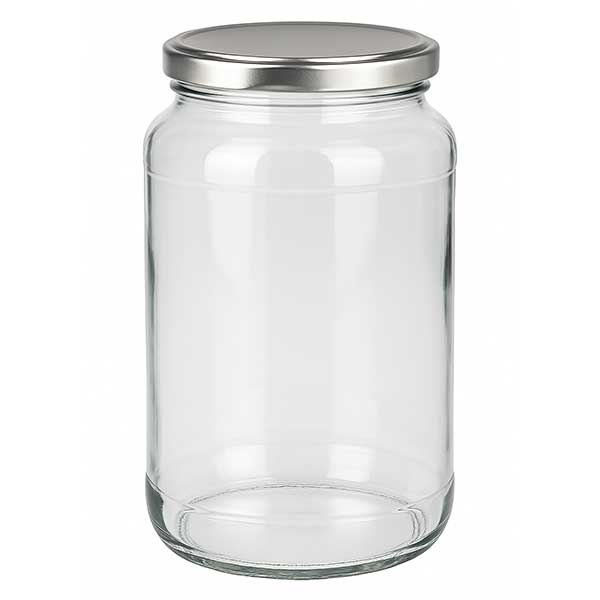 Słoik okrągły 1700 ml + pokrywka BasicSeal srebrna matowa UN..