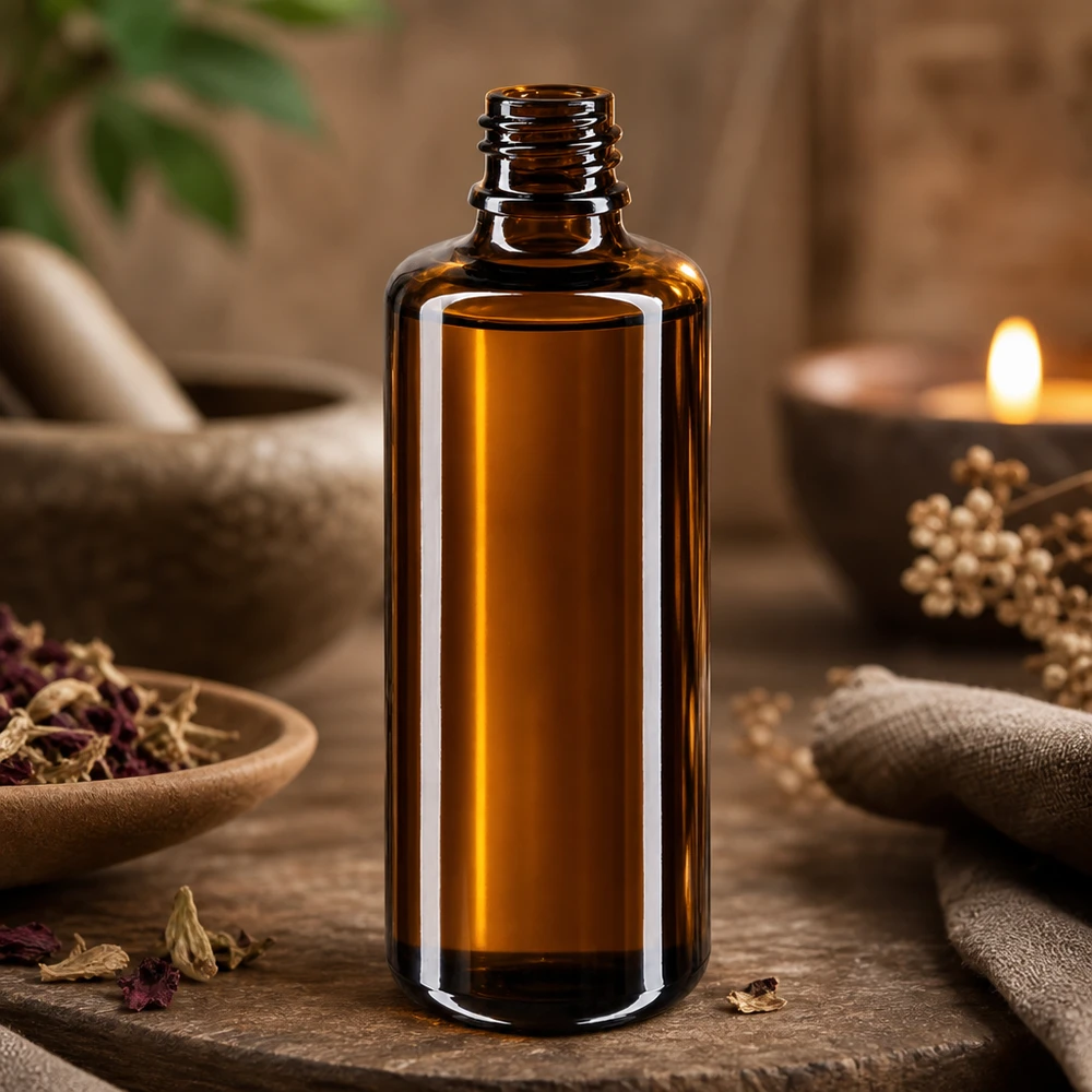 Kompaktowa butelka z zakraplaczem Orion o pojemności 100 ml wykonana z chroniącego przed promieniowaniem UV fioletowego szkła Miron do aromaterapii i naturoterapii