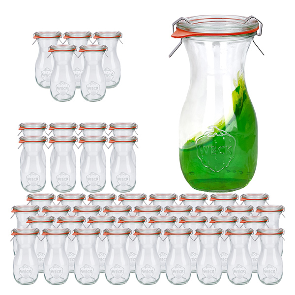 Zestaw 48 słoików Weck o pojemności 290 ml z 48 szklanymi pokrywkami Zestaw 48 słoików Weck o pojemności 290 ml z 48 szklanymi pokrywkami