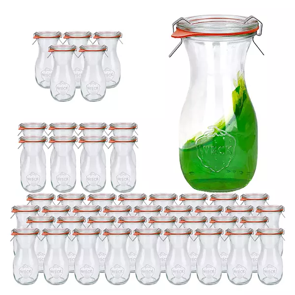 Zestaw 48 słoików Weck o pojemności 290 ml z 48 szklanymi pokrywkami