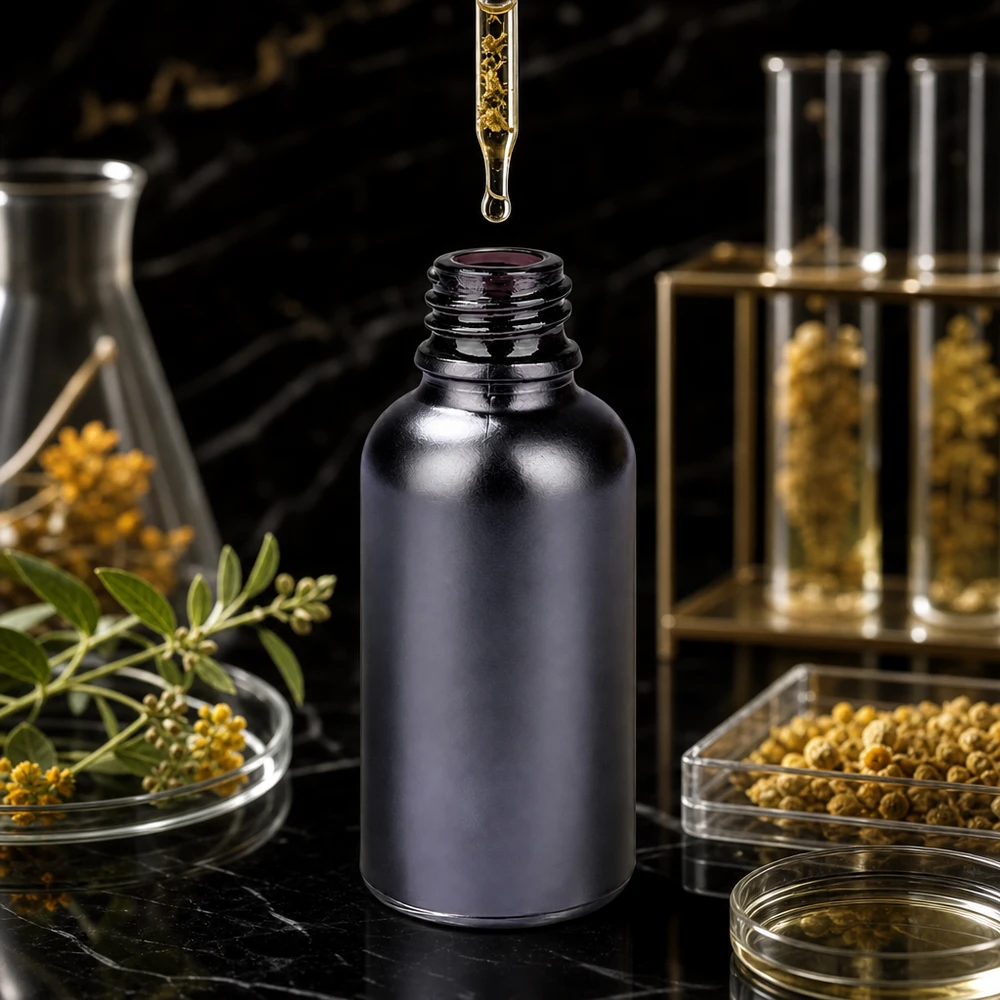 Butelka farmaceutyczna 30 ml BlackLine UT18/30 UNiTWIST Kompaktowa butelka farmaceutyczna BlackLine 30 ml z ochroną UV i profesjonalnym gwintem UT18/30 UNiTWIST
