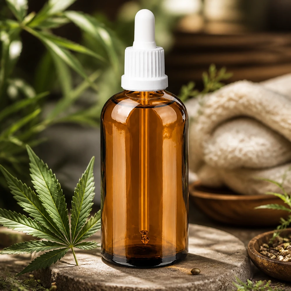 Butelka do leków płynnych 100 ml biała OV BrownLine UT18/100 Butelka aptekarska 100 ml brązowa z białym kroplomierzem do zastosowań kosmetycznych i aromaterapeutycznych