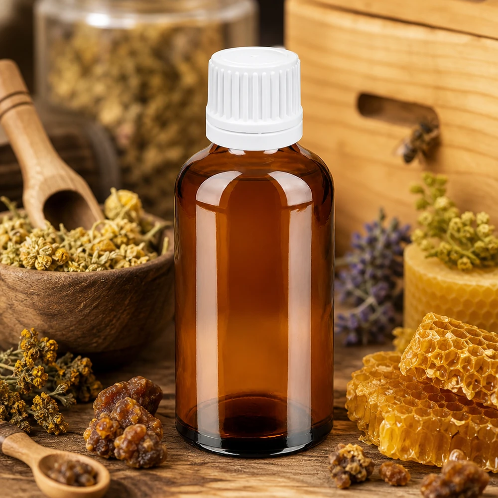 Butelka z kroplomierzem 50 ml 0,7 mm biały OV BrownLine UT18/50 Wysokiej jakości butelka z zakraplaczem o pojemności 50 ml wykonana z bursztynowego szkła z ochroną UV do substancji wrażliwych BrownLine UT18