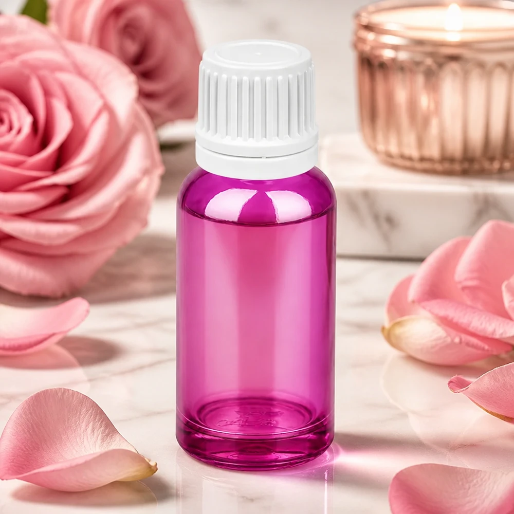 Butelka z zakraplaczem 20 ml 0,7 mm biała Oryginalne zamknięcie z zakrętką PurpleLine UT18/20 Butelka z zakraplaczem PurpleLine 20 ml z precyzyjnym otworem dozującym 0,7 mm do kosmetyków i aromaterapii