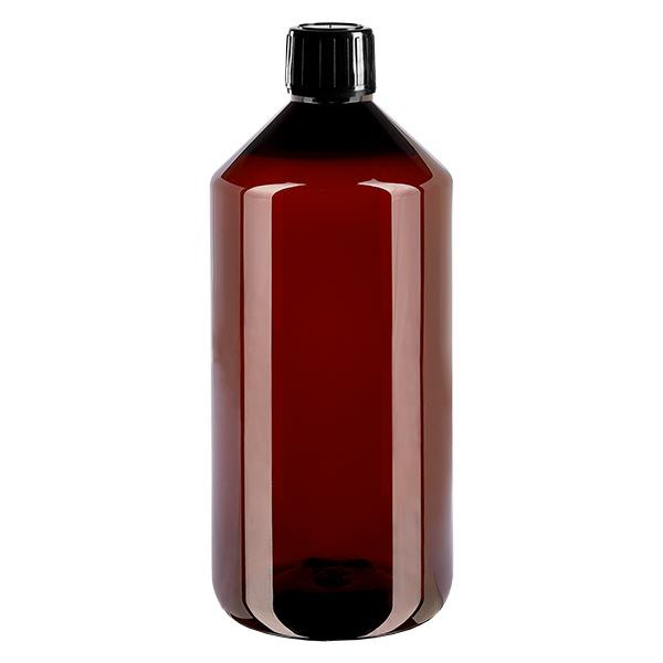 Butelka PET 1000 ml z czarną nakrętką OV Butelka PET 1000 ml z czarną nakrętką OV