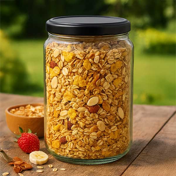 Słoik okrągły 795 ml z pokrywką BasicSeal w kolorze czarnym UN..