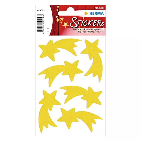 Filcowe naklejki "Spadająca gwiazda" (6 naklejek) | 1 arkusz = 6 naklejek. Filcowe naklejki "Spadająca gwiazda" (6 naklejek) | 1 arkusz = 6 naklejek.