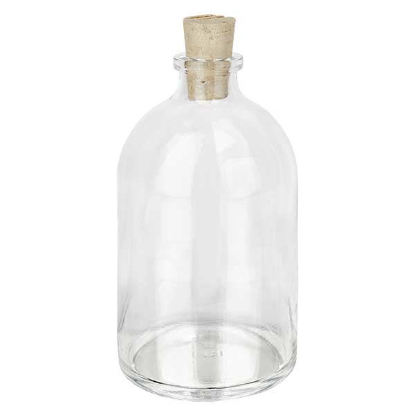 Butelka z przezroczystego szkła 100 ml z korkiem 11/14 mm Butelka z przezroczystego szkła 100 ml z korkiem 11/14 mm