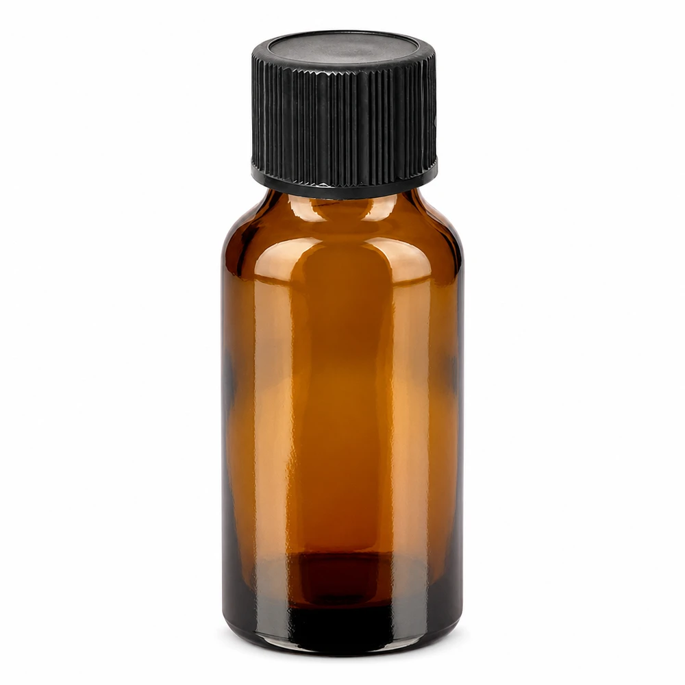 Butelka z kroplomierzem 20 ml 1 mm czarna STD BrownLine UT18/20 Butelka z zakraplaczem 20 ml brązowa z czarną nakrętką do olejków eterycznych i nalewek