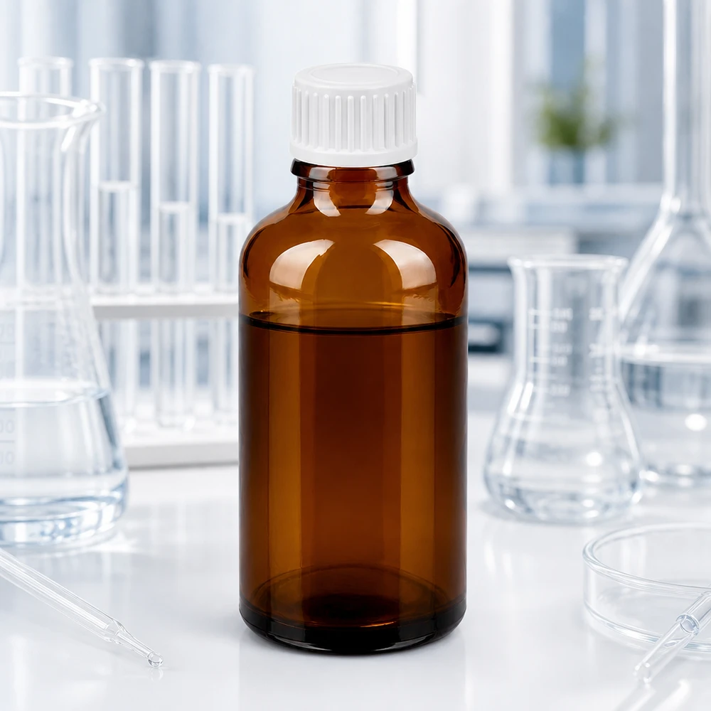 Butelka z kroplomierzem 50 ml 0,9 mm biały STD BrownLine UT18/50 50 ml szklana butelka w kolorze bursztynowym z białym zakraplaczem do bezpiecznego przechowywania substancji wrażliwych na światło