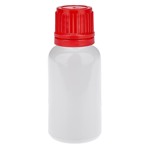 Butelka 20 ml, zakrętka 11 mm, czerwona, zamknięcie zabezpieczające WhiteLine UT18/20 Butelka 20 ml, zakrętka 11 mm, czerwona, zamknięcie zabezpieczające WhiteLine UT18/20
