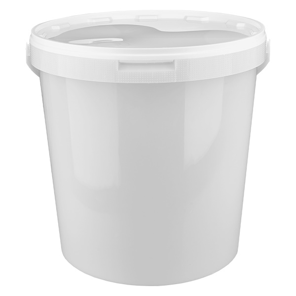 Wiadro o pojemno&#347;ci 10,7 l wykonane z bia&#322;ego tworzywa PP z pokrywk&#261;