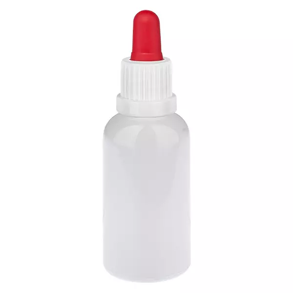 Butelka z pipetą 30 ml biała/czerwona z zamknięciem zabezpieczającym WhiteLine UT18/30