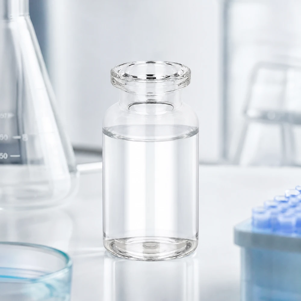 Butelka iniekcyjna z przezroczystego szkła 10 ml Injektionsflasche 10ml aus hochwertigem Klarglas mit flachem Boden und weitem Öffnungsrand