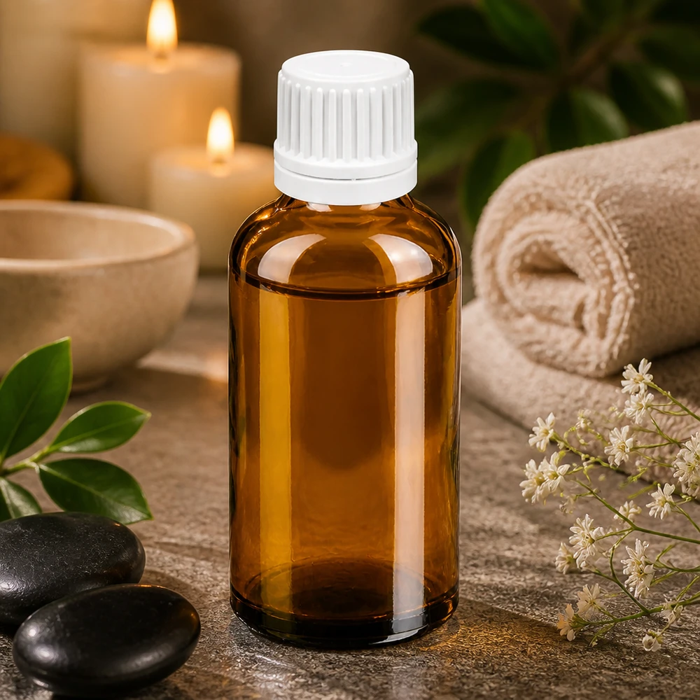 Butelka z kroplomierzem 50 ml 0,7 mm biały OV BrownLine UT18/50 Butelka z zakraplaczem o pojemności 50 ml wykonana z wysokiej jakości bursztynowego szkła z białą zakrętką zapewniającą optymalną ochronę przed światłem.