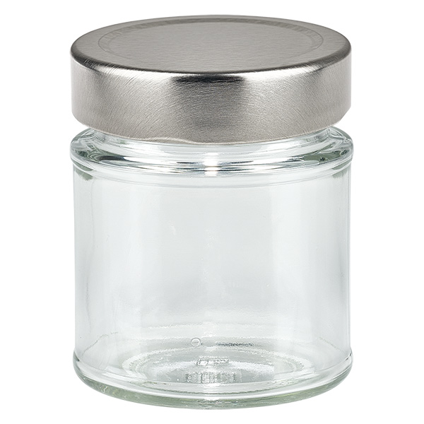 154 ml okr&#261;g&#322;e szk&#322;o + pokrywka BasicSeal srebrna deep UN..