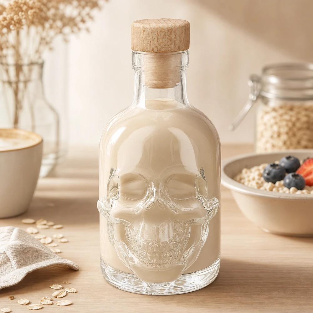 Szklana butelka 200 ml Jack z drewnianym korkiem UNiTWIST®