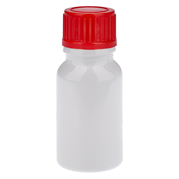 Butelka 10 ml z czerwoną zakrętką 11 mm, standardowe zamknięcie WhiteLine UT18/10 Butelka 10 ml z czerwoną zakrętką 11 mm, standardowe zamknięcie WhiteLine UT18/10