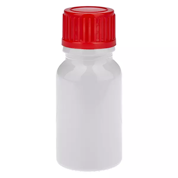 Butelka 10 ml z czerwoną zakrętką 11 mm, standardowe zamknięcie WhiteLine UT18/10 Butelka 10 ml z czerwoną zakrętką 11 mm, standardowe zamknięcie WhiteLine UT18/10