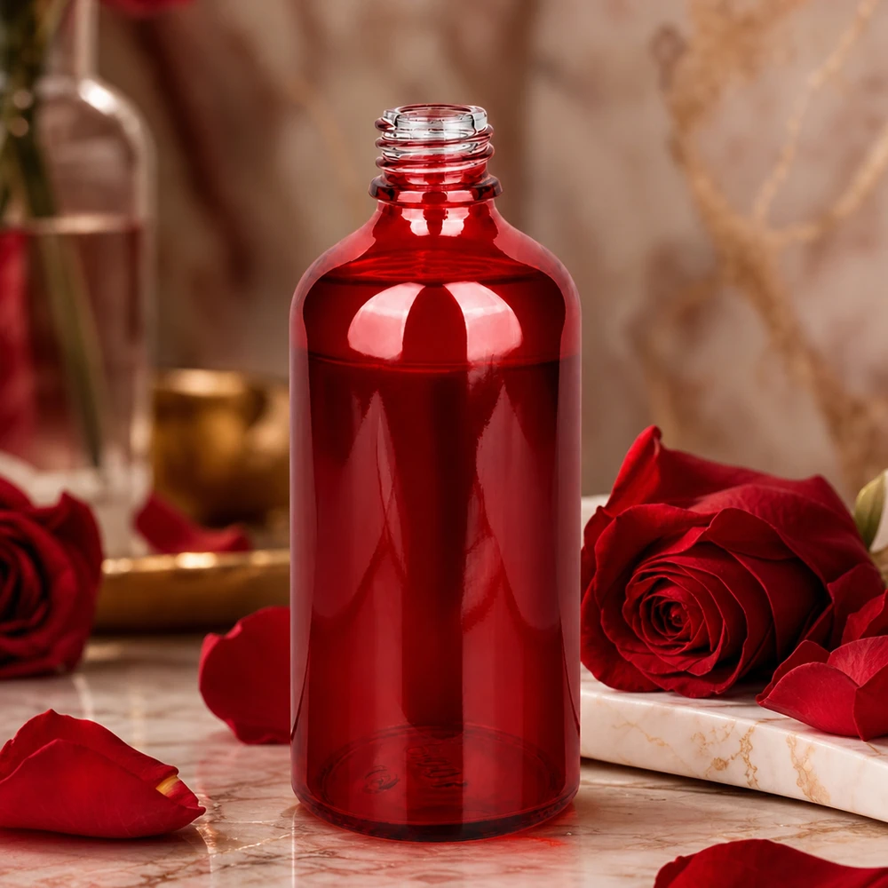 Butelka apteczna 100 ml RedLine UT18/100 UNiTWIST Butelka apteczna RedLine 100 ml w eleganckim czerwonym kolorze do zastosowań kosmetycznych i produktów naturalnych