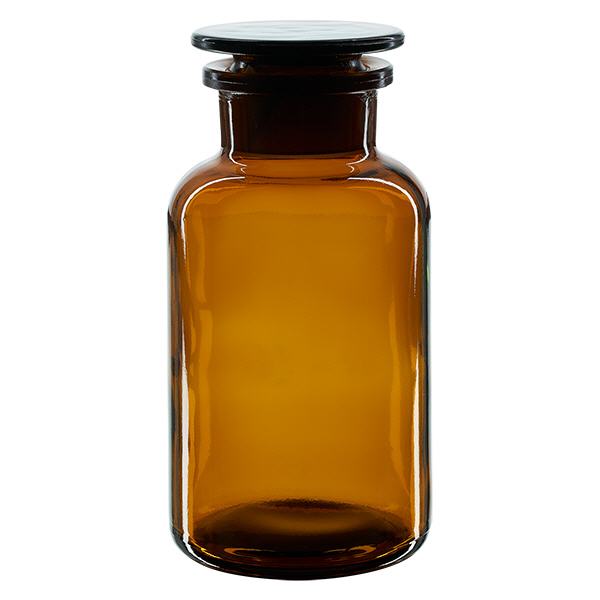 Okr&#261;g&#322;a butelka na rami&#281; 500 ml z br&#261;zow&#261; szerok&#261; szyjk&#261; i szklanym korkiem