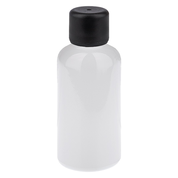 Butelka 50 ml, zamknięcie śrubowe 6 mm, czarne, standardowe WhiteLine UT18/50 Butelka 50 ml, zamknięcie śrubowe 6 mm, czarne, standardowe WhiteLine UT18/50