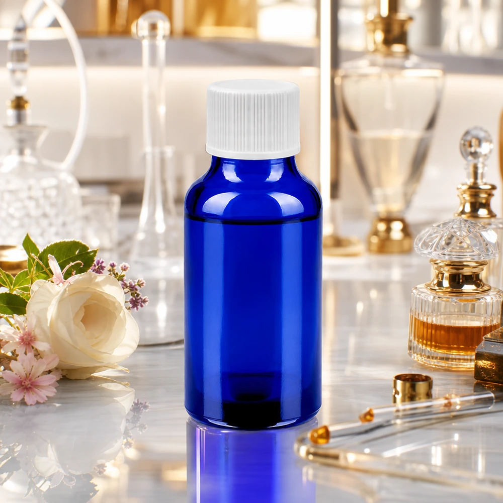 Butelka 20 ml 11 mm SV biała STD BlueLine UT18/20 Szklana butelka BlueLine 20 ml z gwintem 11 mm i białą zakrętką SV do użytku profesjonalnego