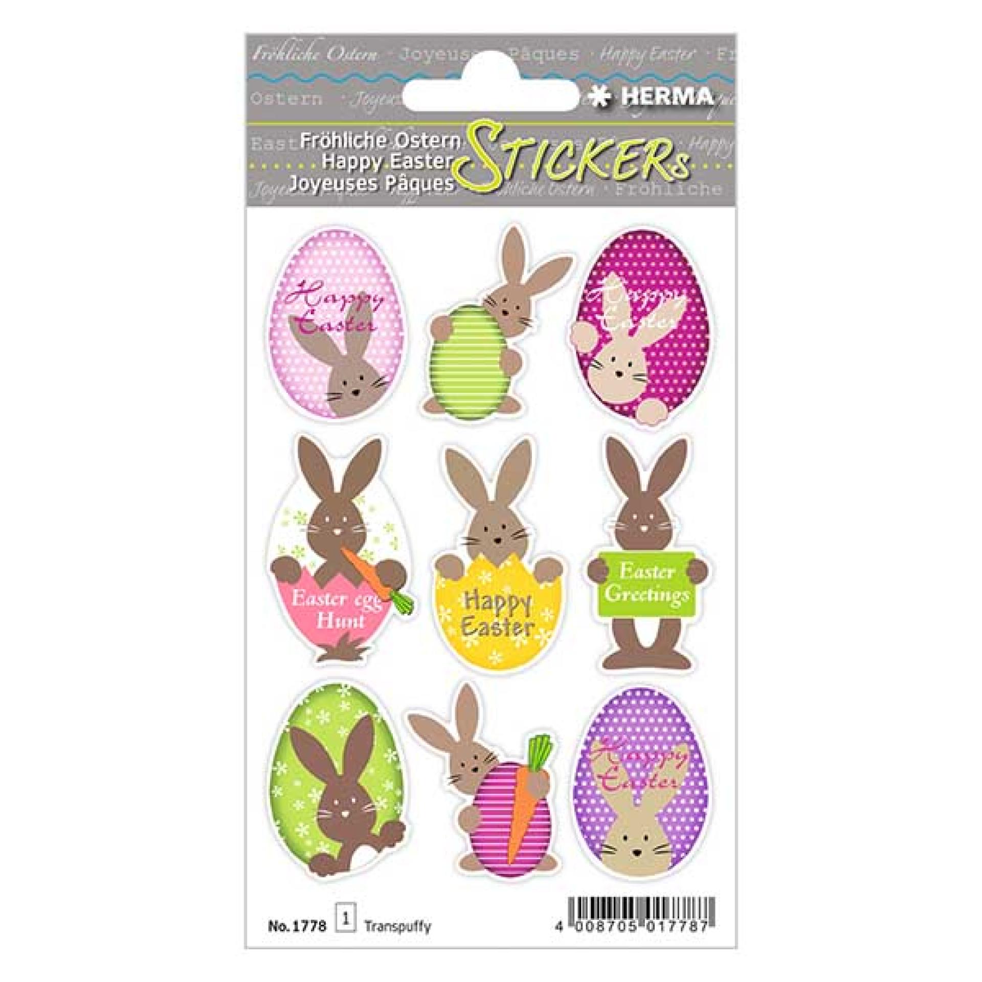 Naklejki "Easter bunny" (9 przezroczystych naklejek) 1 arkusz = 9...