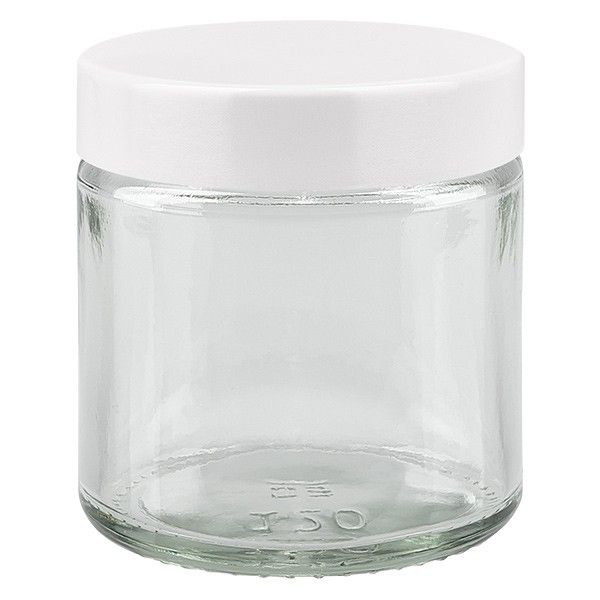 Przezroczysty szklany słoik 120 ml z białą bakelitową pok...
