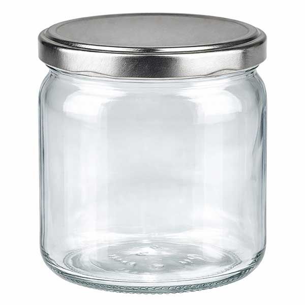 Słoik okrągły 408 ml z pokrywką BasicSeal srebrna UN..