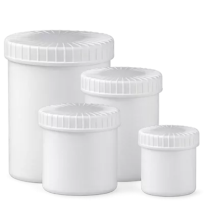 Białe pojemniki z pokrywką z rowkiem
