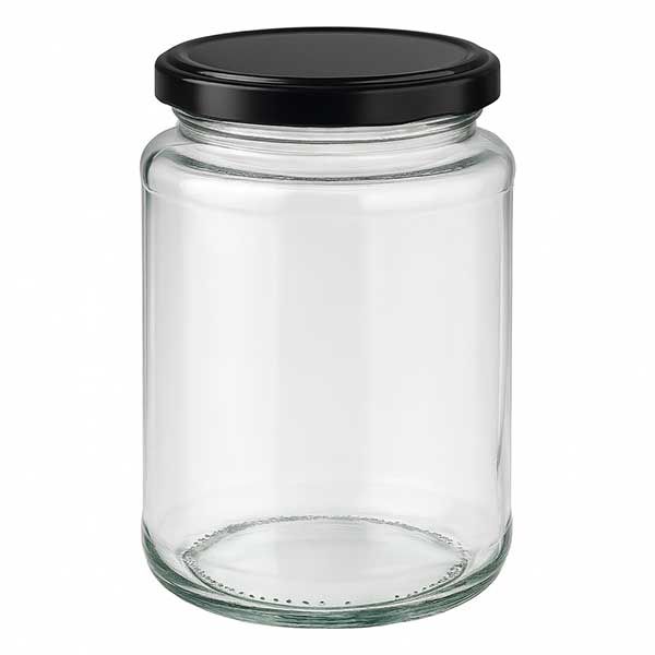 382 ml okrągłe szkło z pokrywką BasicSeal czarna UN..