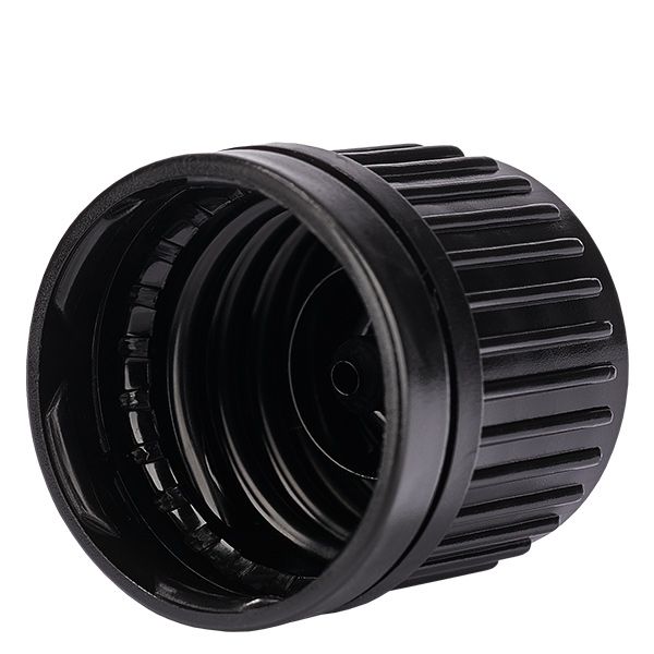 Czarna zakrętka (DIN18, UT18) z pierścieniem antysabotażowym....