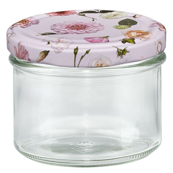 Słoik 225 ml + pokrywka BasicSeal kwiat różowy UN..