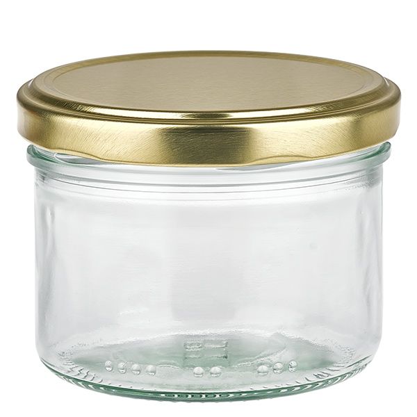 Słoik cylindryczny 230 ml z pokrywką BioSeal złota UN..