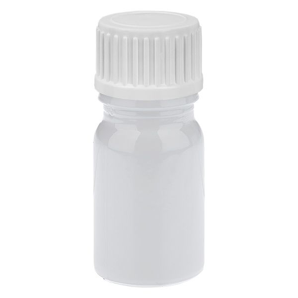 Butelka na globulki 5 ml, pierścień nalewakowy 3 mm, biała, st...