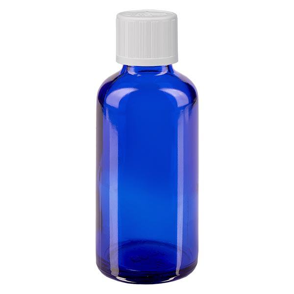 Butelka apteczna niebieska 50ml zakrętka biała KiSi St