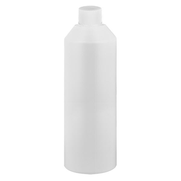 Butelka apteczna HDPE 250 ml biała, z białym SV