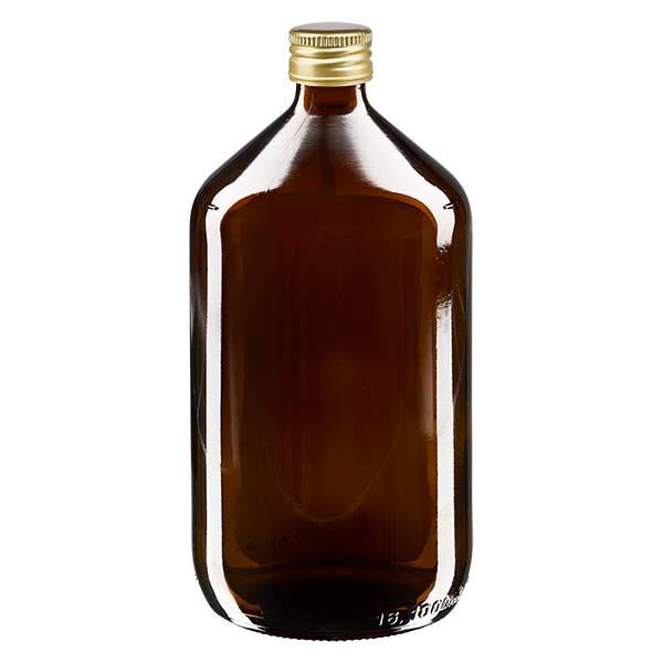 Butelka na lek o pojemności 1000 ml, brązowa, ze złotą al...