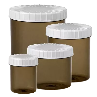 Przezroczyste brązowe pudełko z pokrywką z rowkami